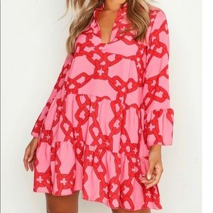 Plus Woven Chain Print Smock Dress